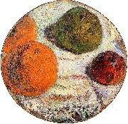 Tambourin decore des fruits Paul Gauguin